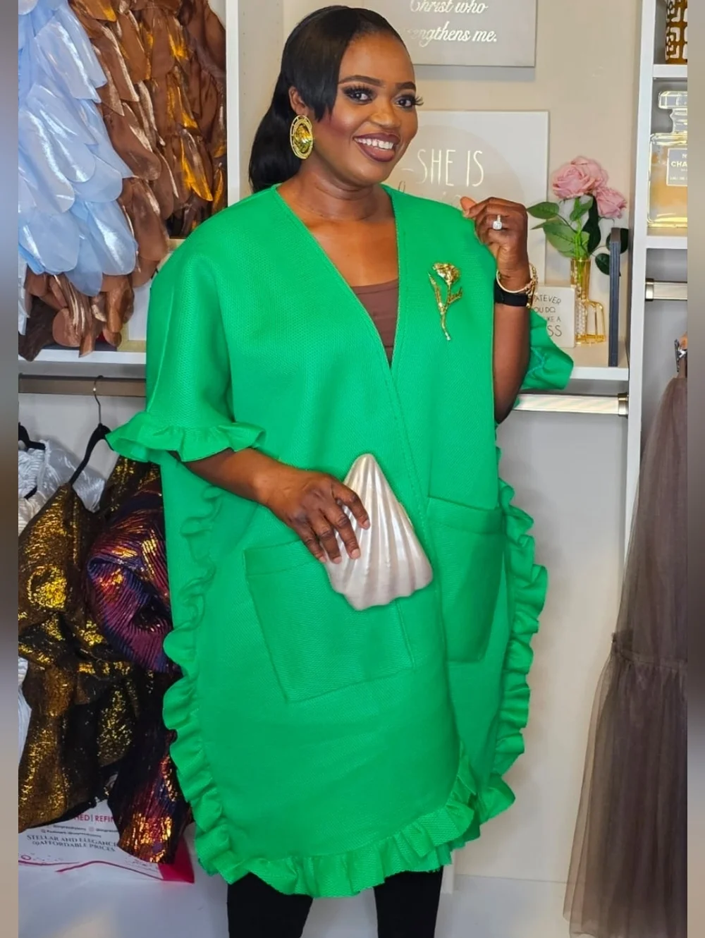 Statement Ruffle-Trim Open Front Jacket - Picture 5 of 6